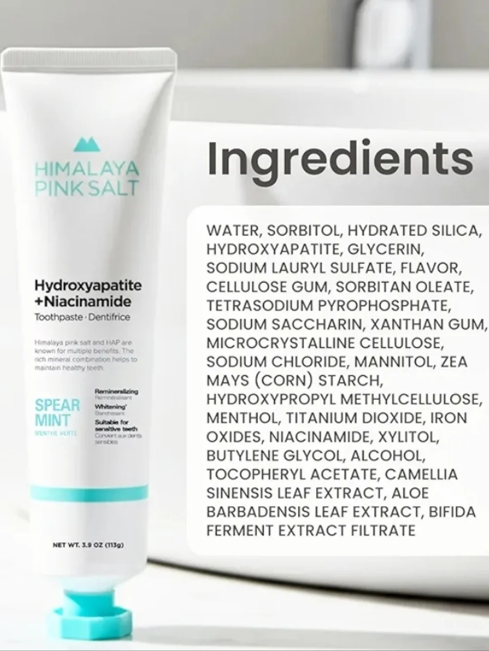 3-pack Himalaya Pink Salt Hydroxyapatite + Niacinamide Toothpaste